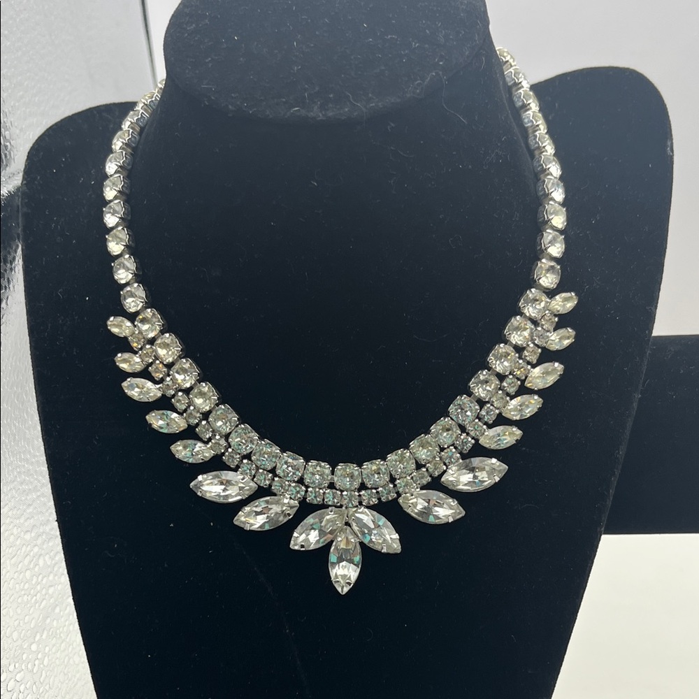 2 PC 50’s bridal Vintage Rhinestone Costume glam Hollywood choker necklaces LOT